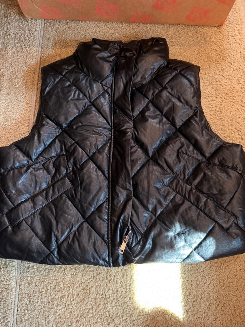 Quilted Puffer Vest in Black - Women's Sleeveless Jacket